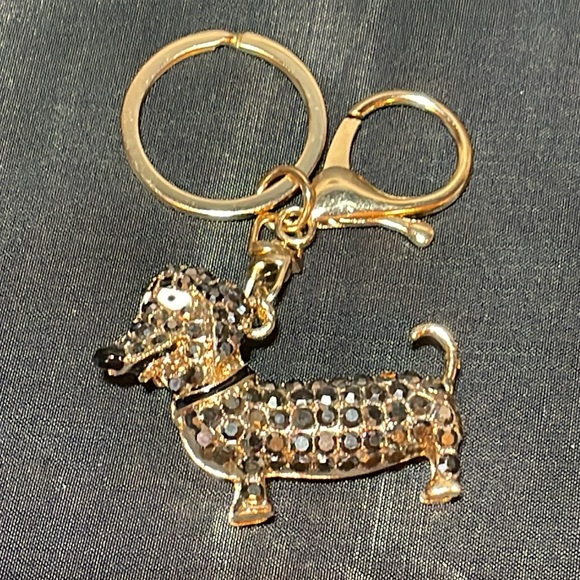 NWT Dog keychain/purse charm with black rhinestones and gold accents - Picture 3 of 3